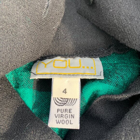 Vintage 80s Tartan Plaid Wool Long Sleeve Belted Sheath Shirt Dress - Picture 11 of 16